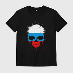 Футболка хлопковая мужская Russian skull, цвет: черный