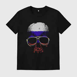 Футболка хлопковая мужская Skull russian, цвет: черный