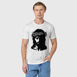 Футболка хлопковая мужская Иисус в венке, цвет: белый — фото 2