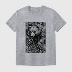 Футболка хлопковая мужская Атакующий мишка, цвет: меланж