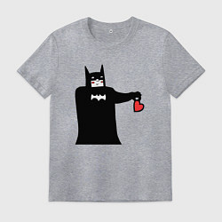 Футболка хлопковая мужская Сердечко Бэтмена, цвет: меланж