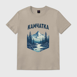 Футболка хлопковая мужская Природа Камчатки, цвет: миндальный