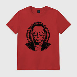 Футболка хлопковая мужская Илон Маск в стиле нью скул, цвет: красный