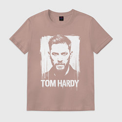 Футболка хлопковая мужская Том Харди в краске экспрессия, цвет: пыльно-розовый