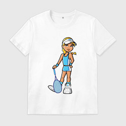 Футболка хлопковая мужская Блондинка теннисистка, цвет: белый