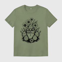 Футболка хлопковая мужская Пасхальный букет с яйцами, цвет: авокадо