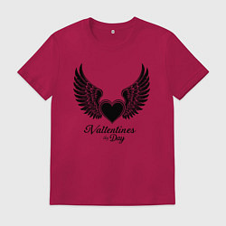 Футболка хлопковая мужская Крылья любви: День святого Валентина, цвет: маджента