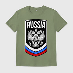 Футболка хлопковая мужская Russia, цвет: авокадо