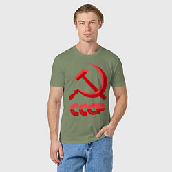 Футболка хлопковая мужская СССР Логотип, цвет: авокадо — фото 2