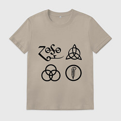 Футболка хлопковая мужская Led Zeppelin: symbols, цвет: миндальный