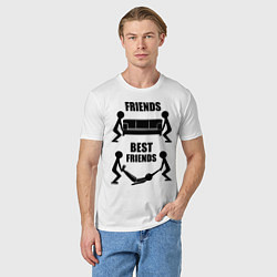 Футболка хлопковая мужская Best friends, цвет: белый — фото 2