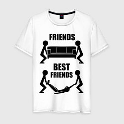 Футболка хлопковая мужская Best friends, цвет: белый