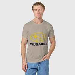 Футболка хлопковая мужская Subaru Logo, цвет: миндальный — фото 2