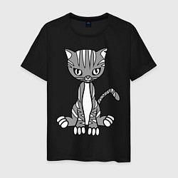 Футболка хлопковая мужская Серая кошка, цвет: черный