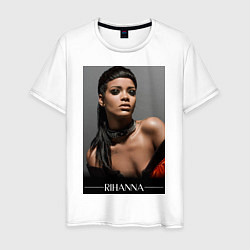 Футболка хлопковая мужская Rihanna: portrait, цвет: белый