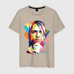 Футболка хлопковая мужская Kurt Cobain: Colors, цвет: миндальный