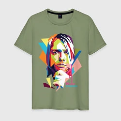 Футболка хлопковая мужская Kurt Cobain: Colors, цвет: авокадо