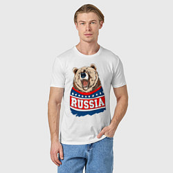 Футболка хлопковая мужская Made in Russia: медведь, цвет: белый — фото 2
