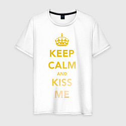 Футболка хлопковая мужская Keep Calm & Kiss Me, цвет: белый