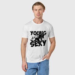 Футболка хлопковая мужская Young & Sexy, цвет: белый — фото 2