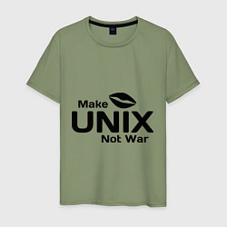 Футболка хлопковая мужская Make unix, not war, цвет: авокадо