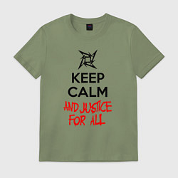 Футболка хлопковая мужская Keep Calm & Justice For All, цвет: авокадо