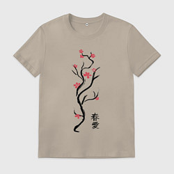 Футболка хлопковая мужская Весна. Любовь, цвет: миндальный