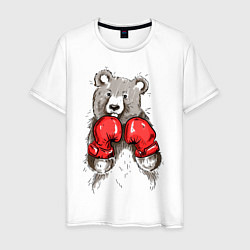 Футболка хлопковая мужская Bear Boxing, цвет: белый