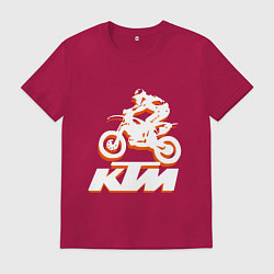 Футболка хлопковая мужская KTM белый, цвет: маджента