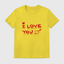 Футболка хлопковая мужская I love you, цвет: желтый