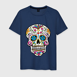 Футболка хлопковая мужская Skull decorated, цвет: тёмно-синий