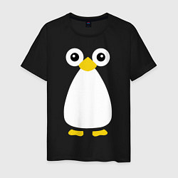 Футболка хлопковая мужская Сумасшедший пингвин, цвет: черный