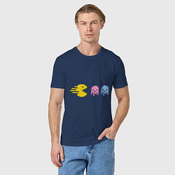 Футболка хлопковая мужская Pac-Man: Fast Eat, цвет: тёмно-синий — фото 2