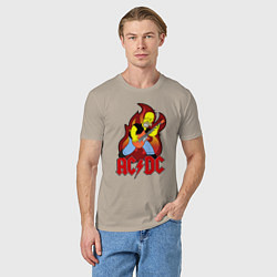 Футболка хлопковая мужская AC/DC Homer, цвет: миндальный — фото 2