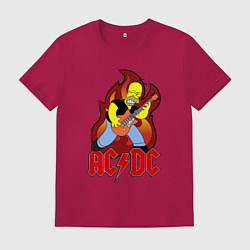 Футболка хлопковая мужская AC/DC Homer, цвет: маджента
