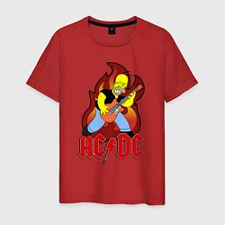 Футболка хлопковая мужская AC/DC Homer, цвет: красный