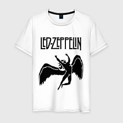 Футболка хлопковая мужская Led Zeppelin Swan, цвет: белый