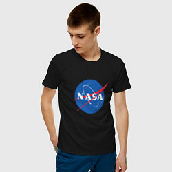 Футболка хлопковая мужская NASA: Logo цвета черный — фото 2