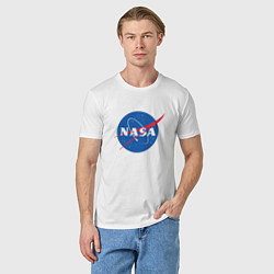 Футболка хлопковая мужская NASA: Logo, цвет: белый — фото 2