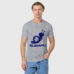 Футболка хлопковая мужская Subaru, цвет: меланж — фото 2