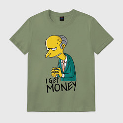 Футболка хлопковая мужская Mr. Burns: I get money, цвет: авокадо