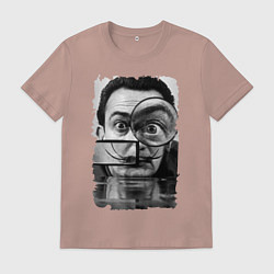 Футболка хлопковая мужская Абстракция Дали, цвет: пыльно-розовый