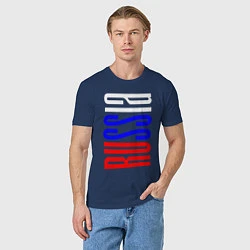 Футболка хлопковая мужская Russia Tricolor, цвет: тёмно-синий — фото 2