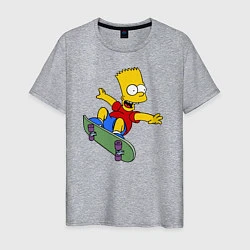 Футболка хлопковая мужская Барт на скейте, цвет: меланж