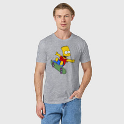 Футболка хлопковая мужская Барт на скейте, цвет: меланж — фото 2
