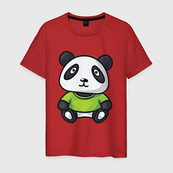 Футболка хлопковая мужская Маленький панда, цвет: красный