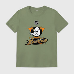 Футболка хлопковая мужская NHL: Anaheim Ducks, цвет: авокадо