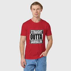 Футболка хлопковая мужская Straight Outta Sakhalin, цвет: красный — фото 2