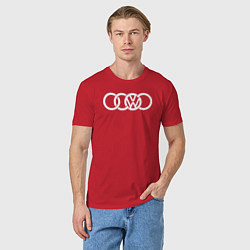 Футболка хлопковая мужская AUDI VW, цвет: красный — фото 2