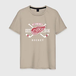 Футболка хлопковая мужская Detroit Red Wings: Est.1926, цвет: миндальный